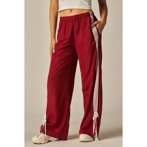 BNWT Love Poem By Block Vintage Red White Tie Up Aubrey Wide Leg Pant Sz L Track